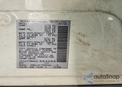 2016 Nissan Rogue S z USA, uszkodzony, nr VIN 5N1AT2MN6GC884088